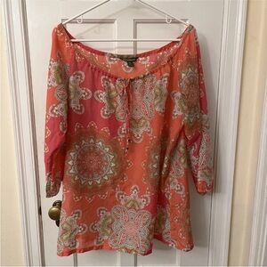 Tommy Bahama silk blend off shoulder blouse